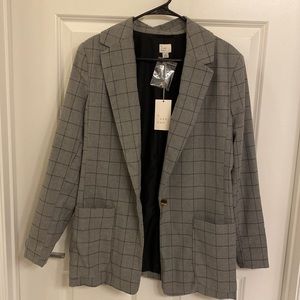 Gray Plaid Blazer NWT